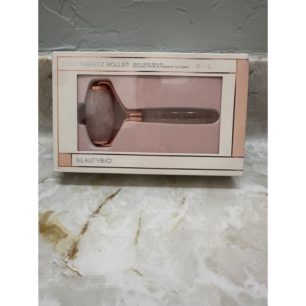 BEAUTYBIO Rose Quartz Roller Face Body Massage Tool Skin Care